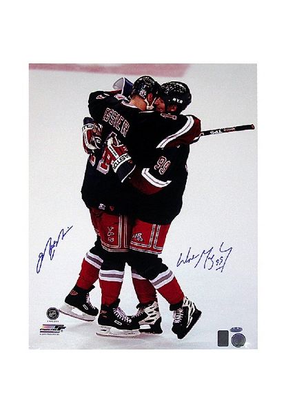 Wayne Gretzky/ Mark Messier Hug Celebration Dual Signed 16"x20" Photo